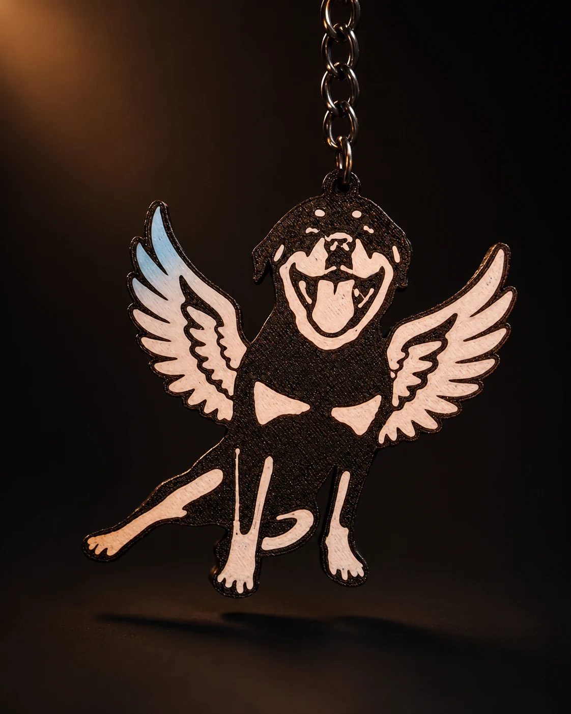 Chaveiro personalizado de cachorro com asas